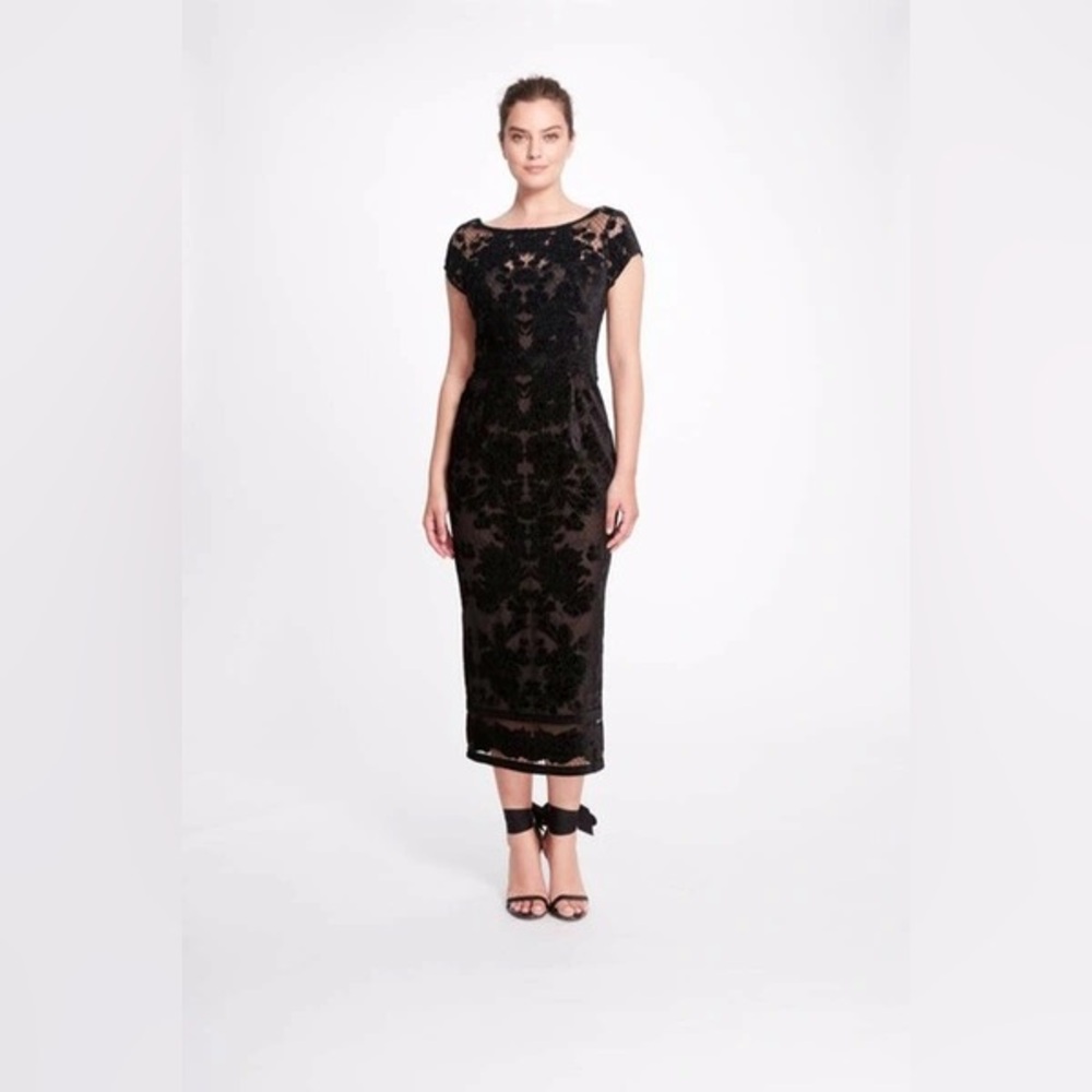 NWT marchesa Notte velvet and lace dress